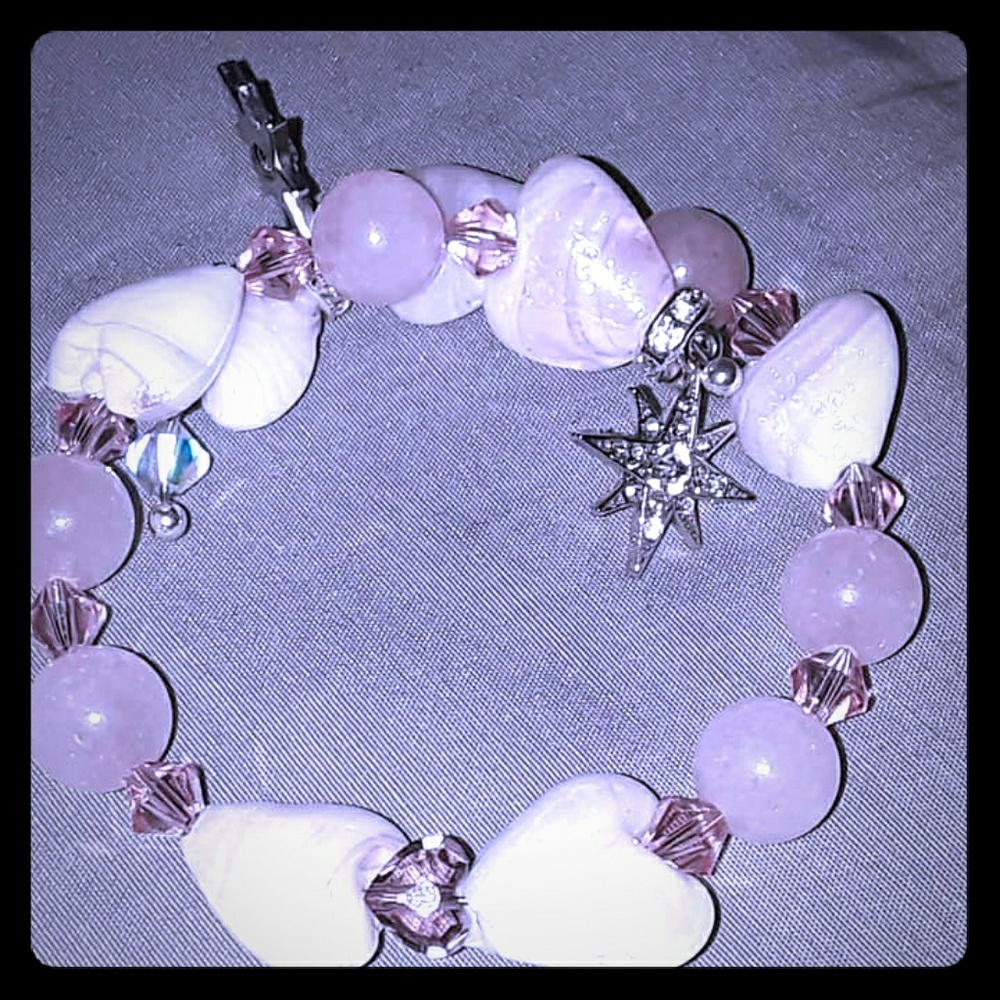 Rose quartz & Pink swarovski wrap around bracelet